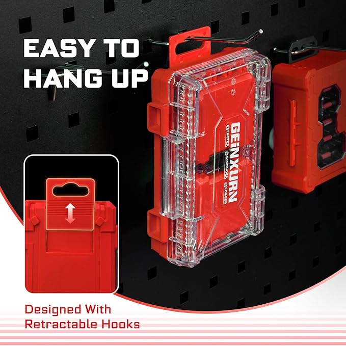 Geinxurn 74Pieces Impact Screwdriver Bits Set, Magnetic S2 Steel Phillips/Slotted/Square/Torx Insert Power Bits Tips, Impact Bit Holder with Red Storage Box Case