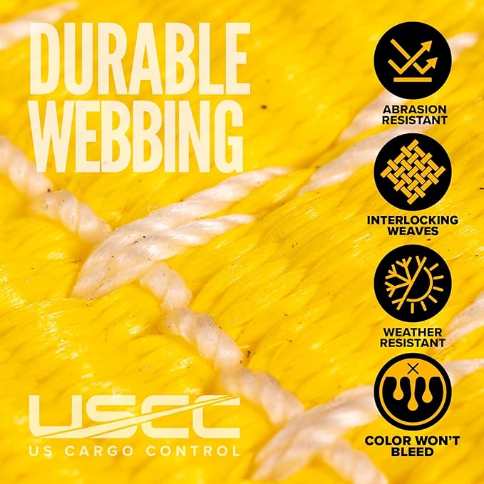 US Cargo Control J Hook Ratchet Straps 4 Inch x 27 Foot (2-Pack), 5,400 LBS Working Load Limit, Yellow 4 Inch Ratchet Straps Heavy Duty for Flatbed Trailers, Professional Flatbed Hauling