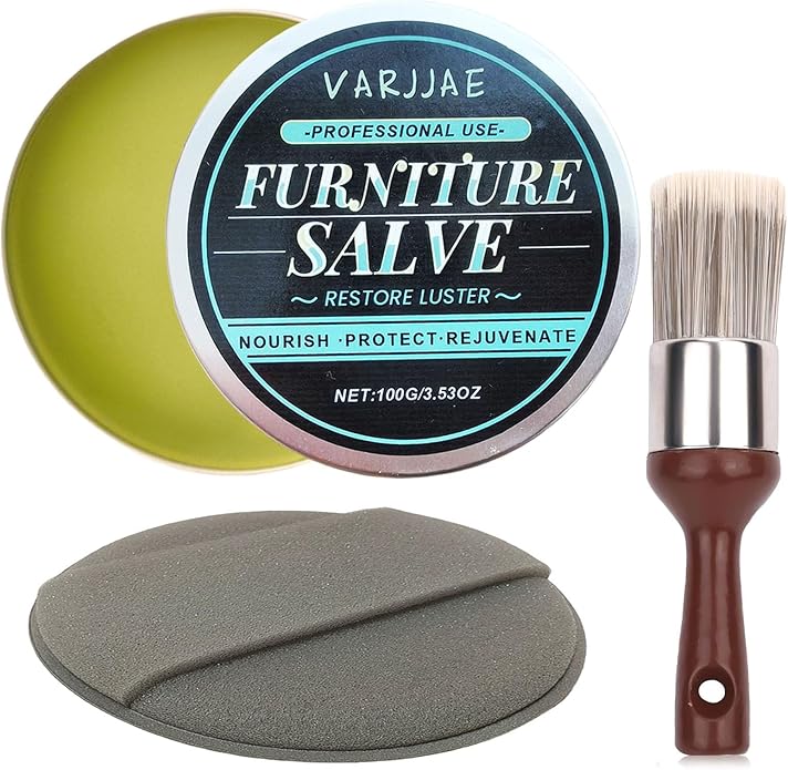 Professional Furniture Salve Kit for Leather and Wood,Polisher, Moisturizer, and Restorer for Couches - Conditioner for Leather, Wood, and Vinyl - Repair Salve with Brush and Sponge