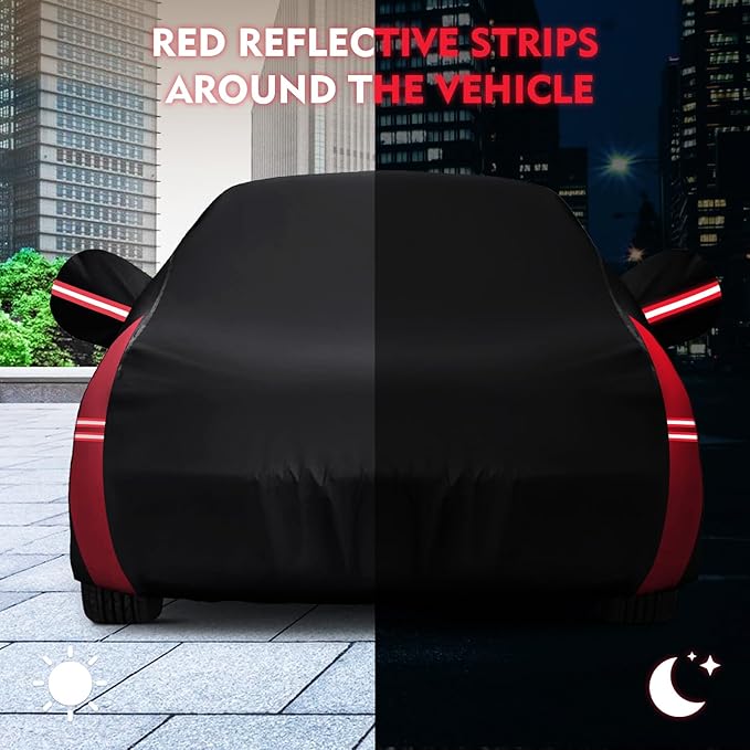 QUNSUNUS 6 Layer Car Cover for Mercedes Benz E-Class Sedan 2006-2025 Waterproof All Weather 420D Windproof for Mercedes Benz E 350 Car Cover Hail Protection with Zipper
