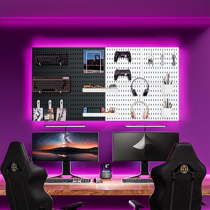 Wall-Mounted Pegboard Kit, 50.4" x 25.2" Organizer Panel – Large, Cost-Effective & Nail-Free Installation White