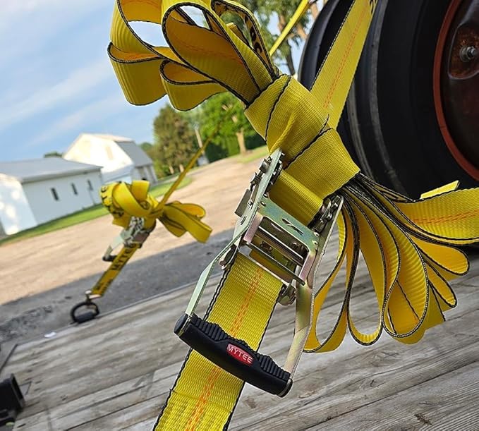 Mytee Products 20 Pack 2" x 27' Ratchet Straps with Wire Hooks 10,000 lbs Breaking Strength - Heavy Duty Cargo Tie Down Straps for Truck, Trailers, Moving Appliances, Motorcycles & Flatbed Loads