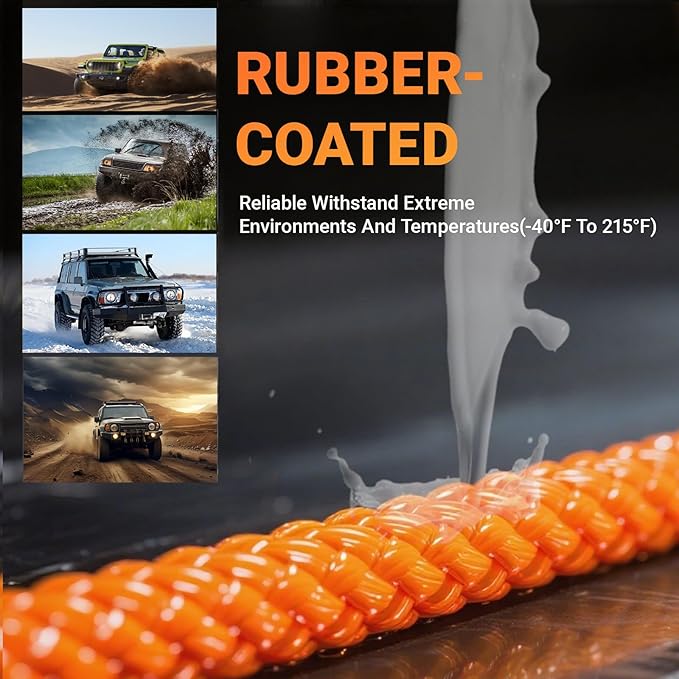 Kinetic Recovery Tow Rope, 1in x 30ft, 48000Lbs, Heavy Duty Towing Straps Kit with 1/2' X 22 Inch Soft Shackles for SUV UTV ATV Tractor Car Jeep 4x4 Offroad Vehicle