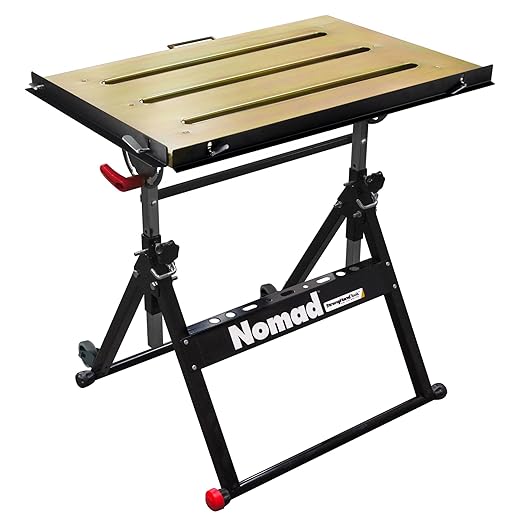 Steel Welding Table, 1.1″ (28mm) Tabletop Slots, Adjustable Angle & Height, Casters, Retractable Guide Rails, Eccentric Leveling Foot, TS3020