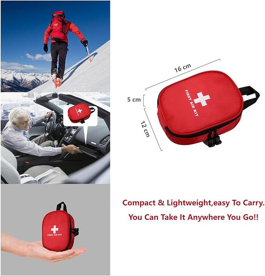 Waterproof First Aid Kit with Laminate Bags - Emergency Medical Kit for Hiking, Backpacking, Camping, Travel, Car, Cycling - Home & Work First Aid Preparedness, Red