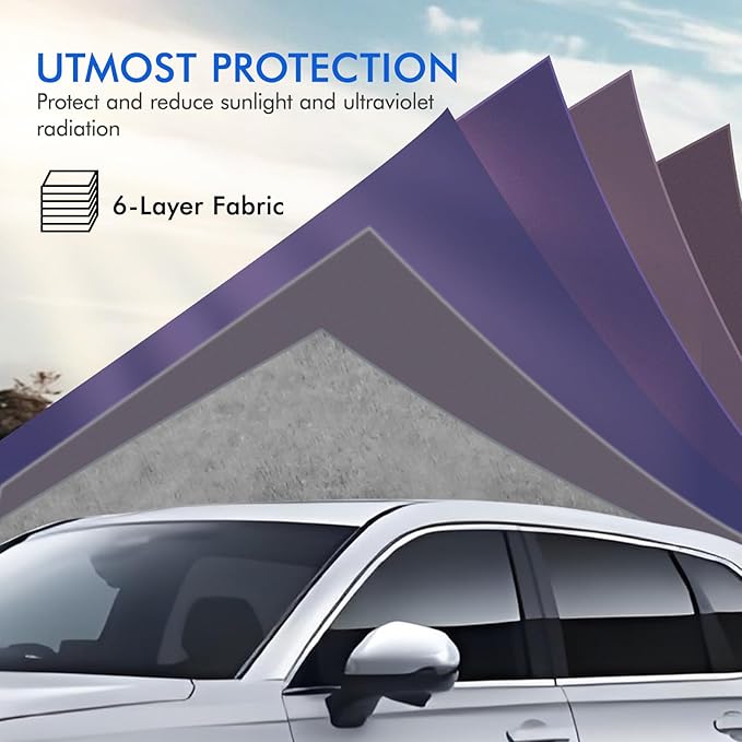 Car Cover Waterproof All Weather, 6 Layers Outdoor Full Exterior Cover Rain Sun UV Snowproof Protection with Zipper Cotton, Mirror Pocket for Honda CR-V