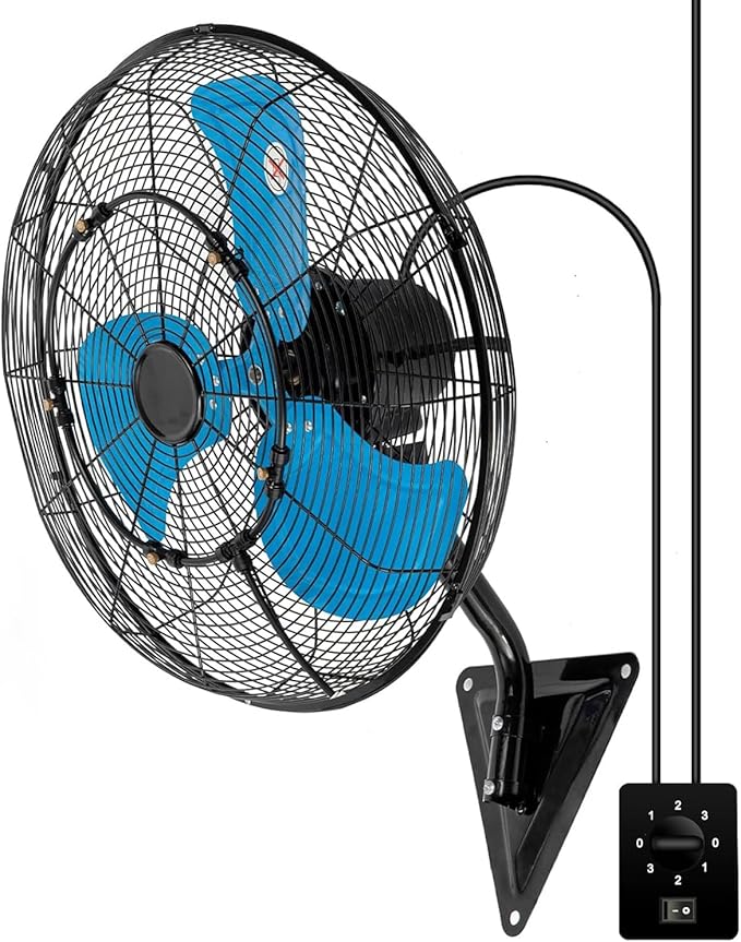 AZOUTDOOR 20" Wall Mount Fan 7000 CFM Wall Oscillating Fan 3-Speed Industrial Fans with Mist High Velocity Wall mounted Fans for Residential, industrial, Warehouse, Greenhouse, Workshop