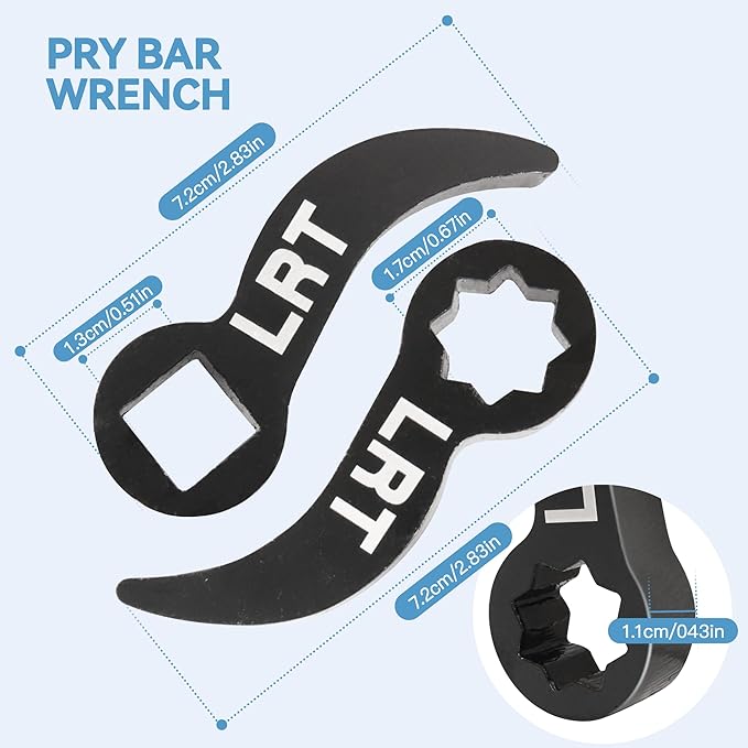 Pry Bar Wrench Adapter 2-Pack, 12mm Superhard Carbon Steel Crowbar Head Tool for Half Shaft Removal & Car Repair, 1/2" Drive (8-Point + 4-Point)