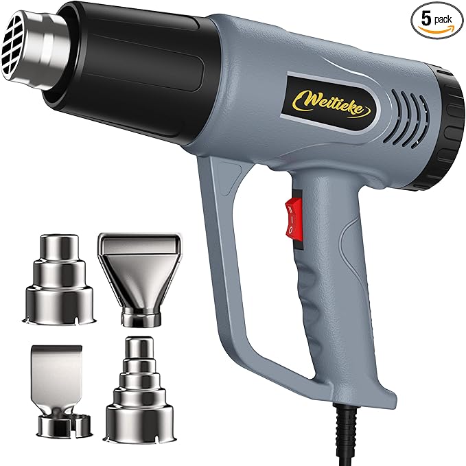 Heat Gun，572℉& 1112℉ Dual Temperature Control Heat gun', Overload Protection with 4 Nozzles for Crafting, hot air gun，Shrink Wrapping, Phone Repair, Epoxy Resin