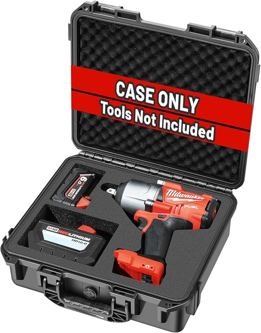 Case for Milwaukee M18 Impact and Torque Wrench - Waterproof Hard Tool Box for Milwaukee Set, Power Tool Combo Kit Bag for 18V 20V 2/1 3/4 3/8 Cordless Torque Wrenches/Battery (Case Only)