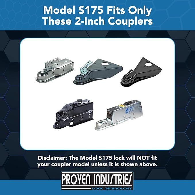 Proven Locks Model S175: 2 inch Trailer Hitch Lock, Fits Select 2 inch Couplers (2 -Inch)