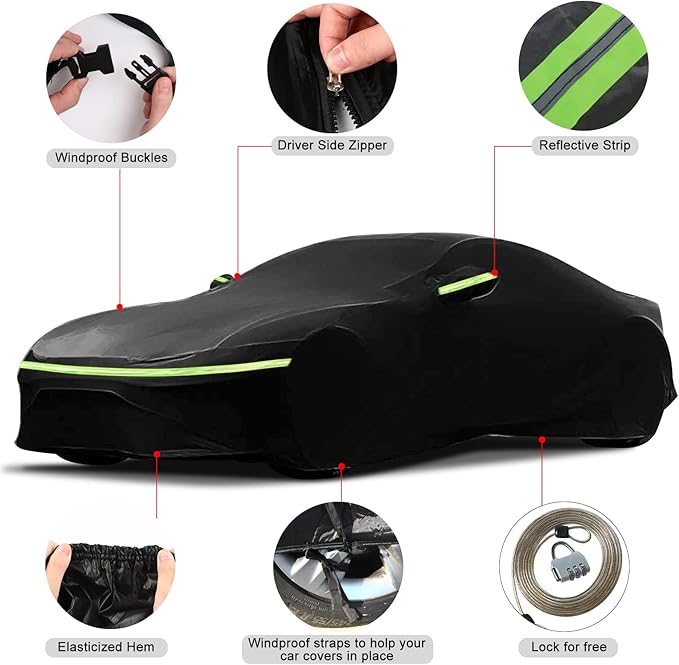 Waterproof Car Cover Replace for 1997–2004 Corvette C5, 6 Layers All Weather Car Cover with Zipper Door & Windproof Bands for Snow Rain Dust Hail Protection