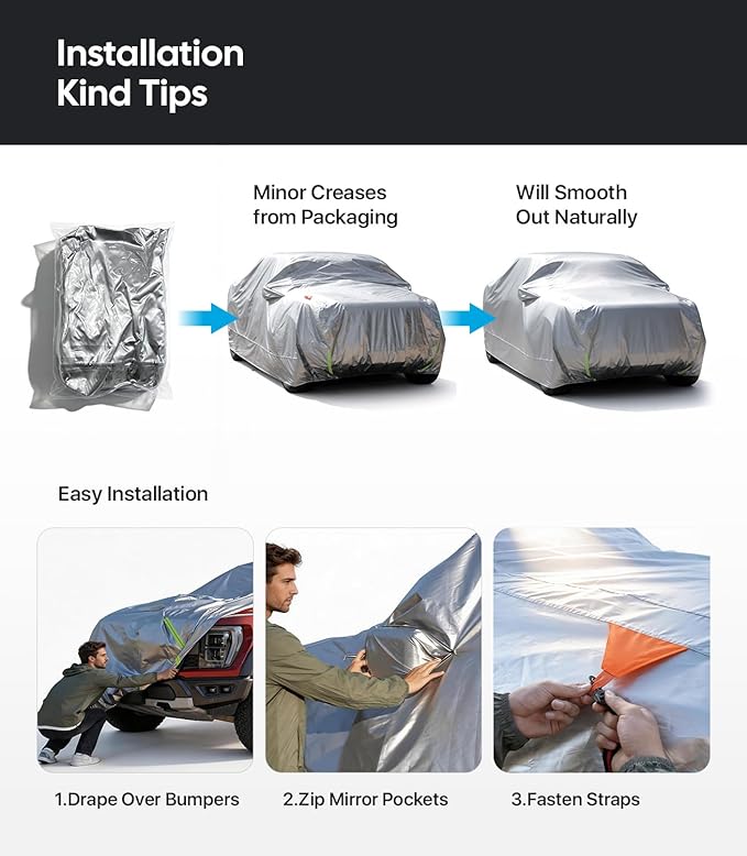 Wigoo Jeep Grand Cherokee Car Cover Accessories 1999-2026, Custom Fit Waterproof All Weather Outdoor Full SUV Cover, Windproof Sun UV Rain Snow Dust Protection, Door Zipper, Reflective Strips