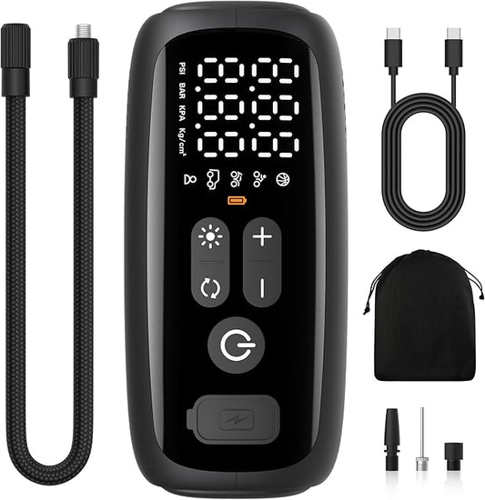Tire Inflator Portable Air Compressor 150PSI,28 Cylinders 12V Electric Air Compressor,140W Auto Shut-Off with LED Light Air Pump,Portable Tire Pump for Motorcycle Car Tires,Bicycle,Moto,Ball