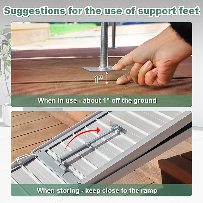 Ruedamann 8FT Wheelchair Ramp, 600Lbs Capacity, Non-Slip Threshold Ramp, Portable Aluminum Folding Handicap Ramp, Wider Design, Mobility Ramp for Home, Wheelchairs, Steps, Stairs, Doorways, Curbs
