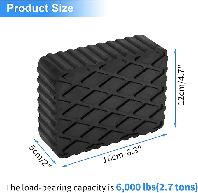 Car Jack Pads 6.3" x 4.7" x 2" Universal Jack Pad Adapter Heavy Duty Rubber Jack Stand Pads 6,000 Lbs(2.7 Tons) Anti-Slip Protect Frame Black 1Pc