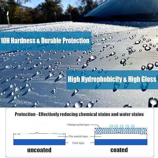 Graphene Ceramic Coating(60ML), 10H Ceramic Coating for Cars, High Gloss Anti-Scratch Nano Coat Kit Hydrophbic Mirror Paint Protection 3 Years Prorection