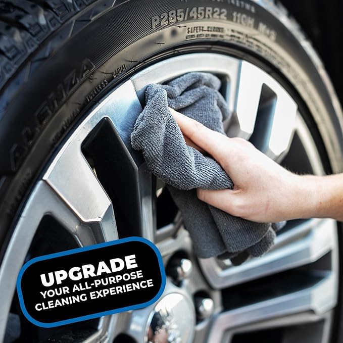 The Rag Company - Mini-Miner - Professional Metal Polishing Microfiber Towels for Cars, Safe on High-End Wheels and Soft Metals, 70/30 Blend, Dual-Pile, 365gsm, 10in x 10in, Grey (4-Pack)