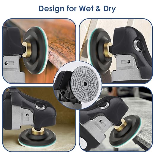 17 PCS 4 Inch Diamond Polishing Pads Kit Wet/Dry with 5/8"-11 Backer Pad Granite Buffing Sanding Set 50-10000 Grit for Concrete Stone Marble Tile Quartz Rock