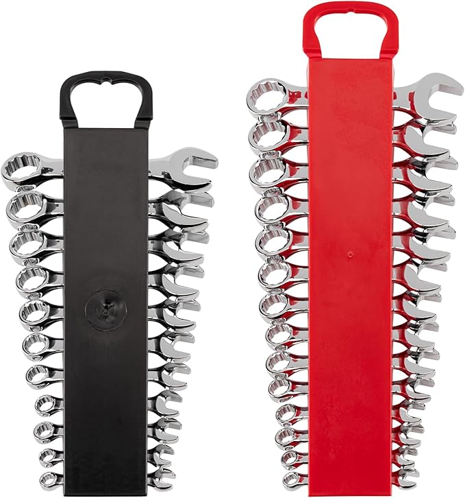 TEKTON Stubby Combination Wrench Set with Holders, 25-Piece (1/4-3/4 in., 6-19 mm) | WCB92403