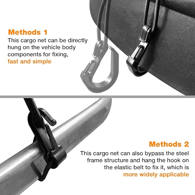 2PCS Upgrade Cargo Net for Motorcycle Helmet Storage, 10"X11" High-Elastic Double Layer Bungee Net with 8 Extra Strong Metal Hooks, Luggage Strap Rack Expansion Organizer Net for Motorbike Trike Cycle