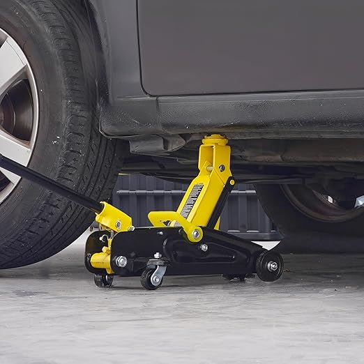 VEVOR Low Profile Floor Jack 1.5 Ton (3300 lbs), Heavy Duty Iron Hydraulic Racing Floor Jack, Hydraulic Car Jack, Single Piston Quick Lift Pump, 4.7"-12.1" Height Lifting Range (Yellow)
