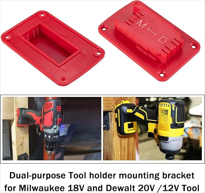 Tool Holders and Battery Holder for Milwaukee M18 18V bandsaw bracket 5pc Wall Mount mounting plate Hanger Battery 5pc Drill Tool Storage Shelf with Screws