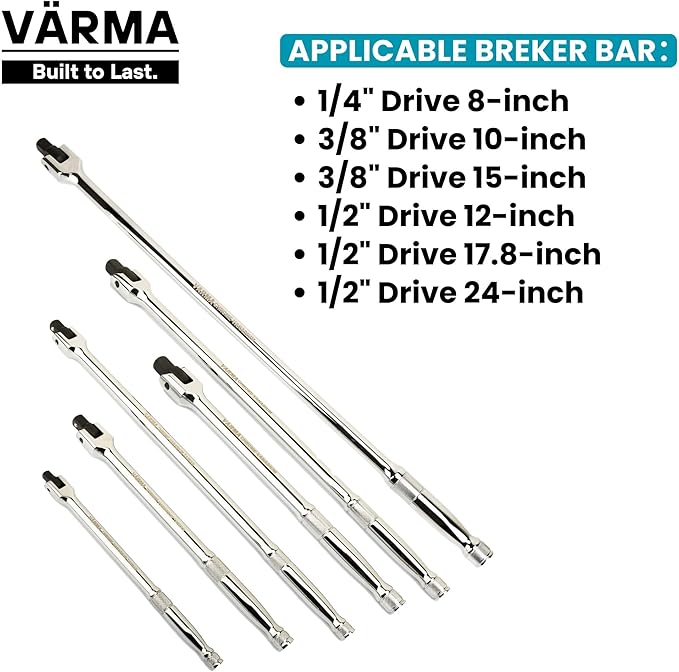 1/4" Breaker Bar Replacement Head Kit (2 PACK) – Advanced Washer-Tension Drive Head – Stays at Any Angle, No Flopping – CR-MO Breaker Bar Maintenance Pack with Drive Squares & Screws