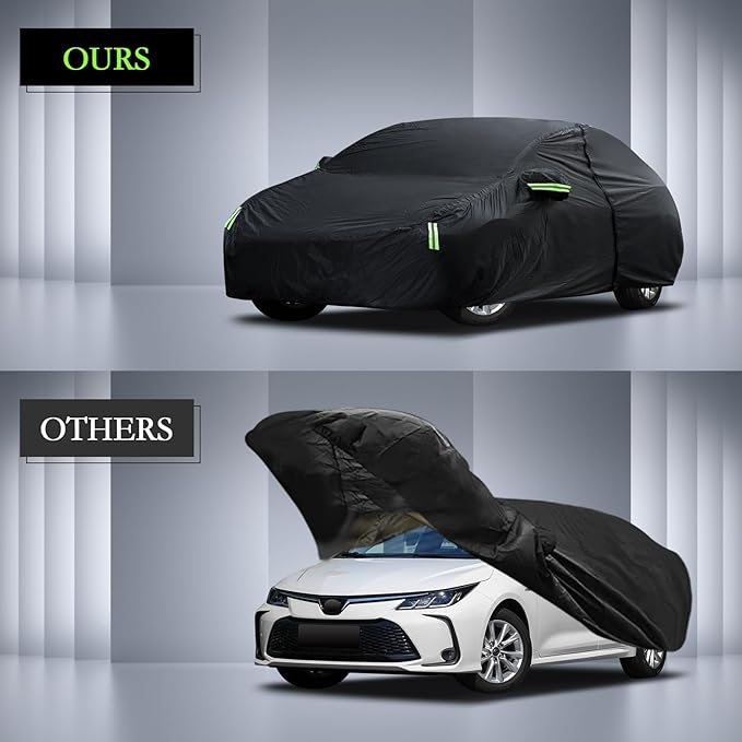 Car Cover Custom Fit for Toyota Corolla 2000-2025, Honda Civic 1991-2025, Waterproof All Weather Full Exterior Cover Rain Sun Protector Car Cover with Door Zipper