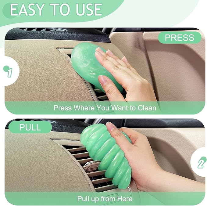 Car Cleaning Gel Car Cleaning Putty Car Putty Car Interior Cleaner Car Slime Car Detailing Kit Car Accessories Gifts for Men Women Stocking Stuffers Green