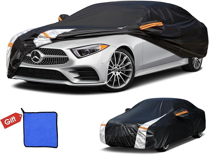 Mercedes Benz C-Class Car Cover 100% Waterproof All Weather, Gift with Towel, 10 Layers Car Cover Custom Fit 2004-2026 C500/C550/C450/C400/C300/C350/C63 AMG, Outdoor car Cover Rain Sun UV Protector.