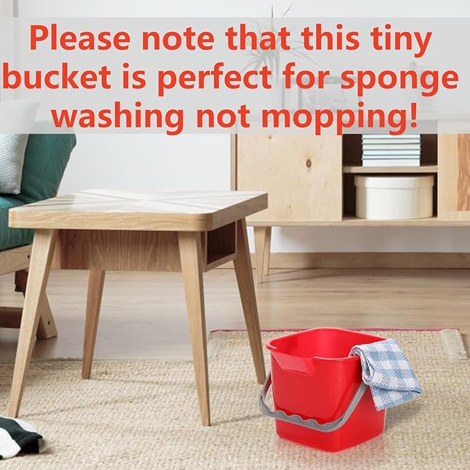 Peohud 4 Pack Sanitizing Buckets, 3 Quart Small Cleaning Pail, Square Detergent Bucket with Spout and Handle for Home, Offices, School, Commercial Use