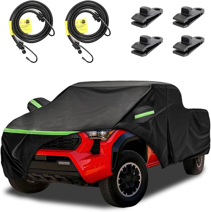 Car Cover Custom Fit for Toyota Tacoma/for Ford Ranger 2005-2025- Heavy Duty 420D Oxford Water-Resistant- UV Sun Rain Protection Full Exterior Cover,with Windproof Straps&Zippered Doors‌