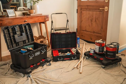 Keter Stack-n-Roll 3-Piece Rolling Tool Storage System – Includes Dolly, Tool Box & Deep Power Tool Case | Modular Mobile Tool Organizer | Stackable Design for Garage, Jobsite & Workshop