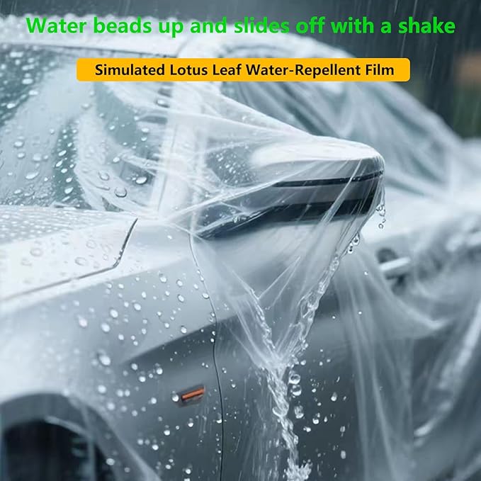 High-Weight Thickened Plastic car Cover, Garage dust Protection, Weatherproof for rain and Snow Outdoors, Size 13Ft x 22Ft, Widened Elastic Band，Universal Protective Accessories for Most Cars