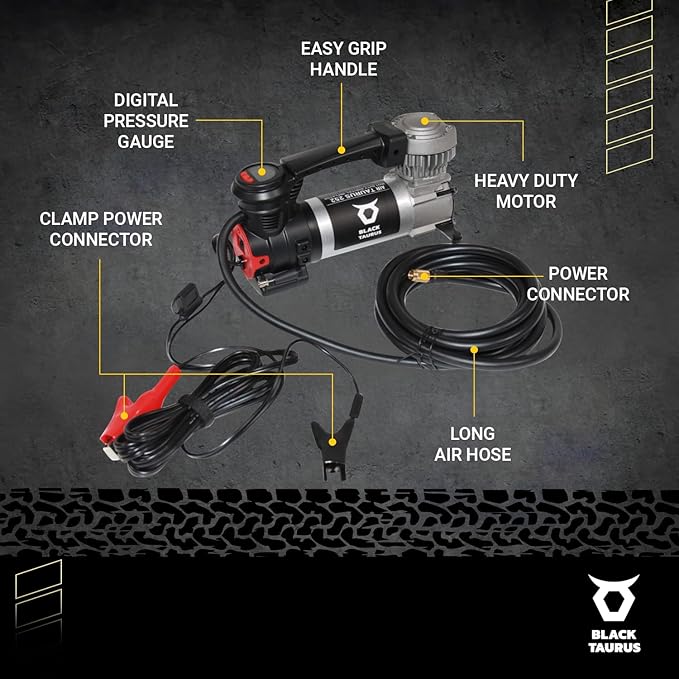 Air Compressor – 19A 120 PSI (8.27 BAR) Portable & On‑Board Tire Inflator for Cars, Trucks & 4×4 Vehicles – Automatic Pressure Control with Dual‑Motor Options (Air Compressor 252)