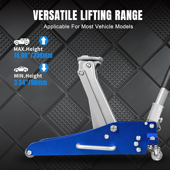 Torin 2.5 Ton Low Profile Aluminum/Steel Racing Floor Jack with Dual Piston Quick Lift Pump, 5521 lb Capacity, Lift Range 3.94"-18.31", SUV & Truck Compatible, Red