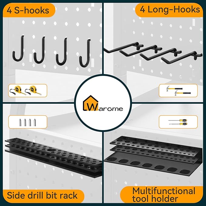 Warome Power Tool Organizer Cart with Drawer, Garage Floor Rolling Storage Cart on Wheels for Mechanic, Heavy Duty Utility Rack Shelf for 360° Swiveling, Garage Orgnization for Drill Holder