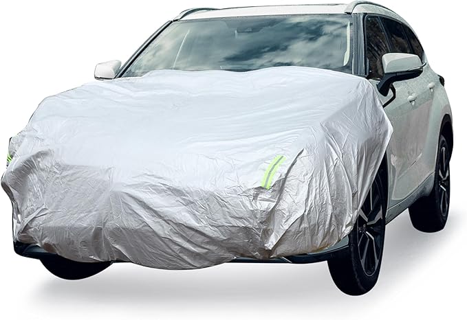Car Windshield Cover Half Car Cover Top with Reflective Straps for Ice and Snow for Most Car Silver Tone 67" x 71"