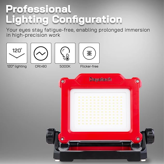 Cordless LED Work Light, 3500 LM, 25 W Compatible with DEWALT, Milwaukee, MAKITA 7Brands18-21V Power Tool Battery(Light Only)