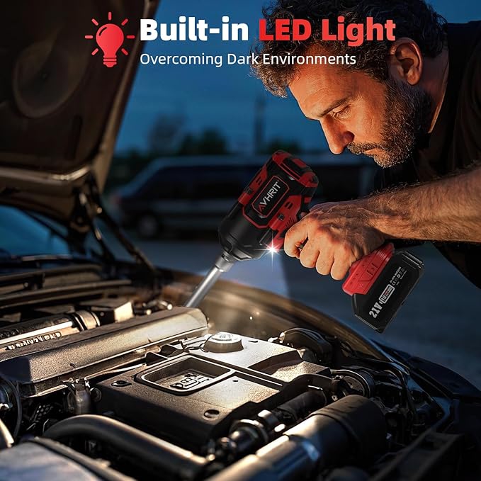 Cordless Impact Wrench, 1500Nm/1106Ft-lbs Electric Impact Gun 1/2 Inch with 2x4.0Ah Batteries, High Torque Impact Driver for Car/Truck RV/Mower