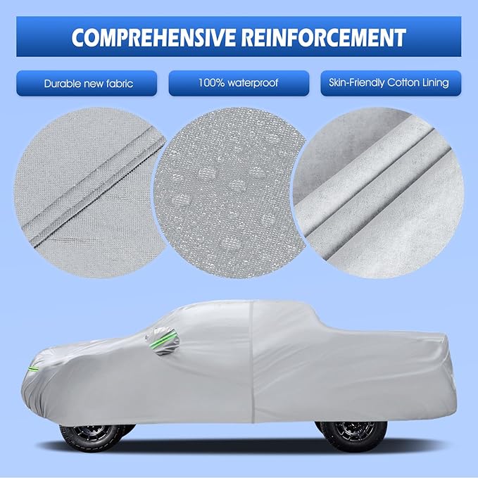 Car Cover Custom Fit for Ford Ranger Short Bed, Migaven Waterproof Full Exterior Cover Sun Rain Protection with Door Zipper (Not Include Mirror Pocket)