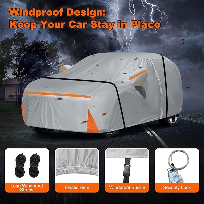 Car Cover for 2012-2025 Audi Q3/RS Q3, Waterproof Custom-fit All Weather Sun Rain UV Dust Snow Protection Outdoor Q3 Full Car Cover with Door Zipper and Cotton Lining-Gray