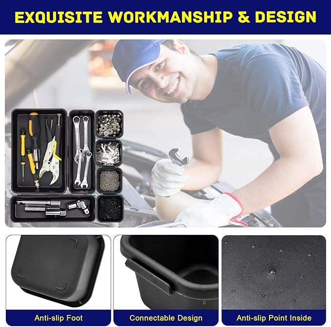 Tool Box Organizer, Tool Drawer Organizer Tray Divider, Toolbox Organization, Garage Tool Organizers and Storage, Tool Box Accessories for Rolling Tool Chest Cabinet (47PCS)