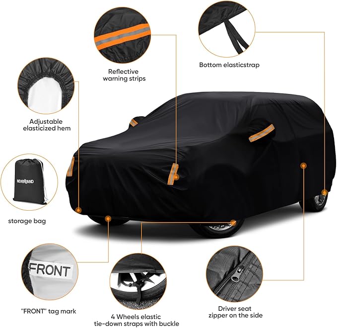NEVERLAND SUV Car Cover Waterproof All Weather Outdoor Full Car Cover for Automobiles Snow Rain Sun UV Dust Protection Scratch Universal Fit SUV Up to 190"