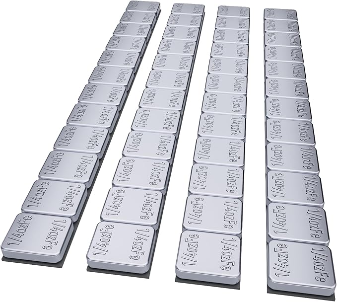 MIKKUPPA Wheel Weights - 1/4oz, 0.25oz (48pcs, 12oz/Box) Low Profile, Easy to Peel, Adhesive Stick on Tire Weights for Cars, Trucks, SUVs, Motorcycles, RC Cars, OEM Quality