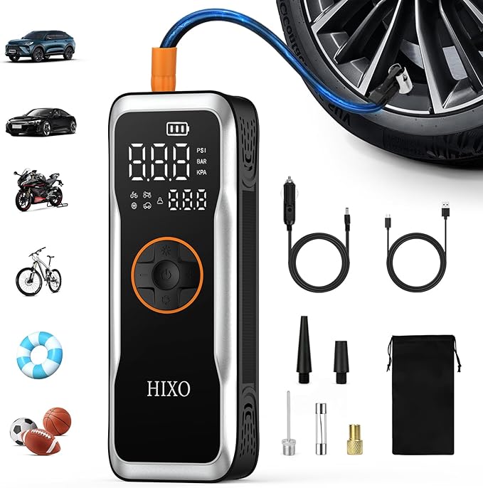 Tire Inflator Portable Air Compressor, 150PSI Air Compressor with Digital Pressure Gauge, 20000mAh & 3X Faster Portable Air Pump for Car, Motorcycle, Bicycle, Ball and More