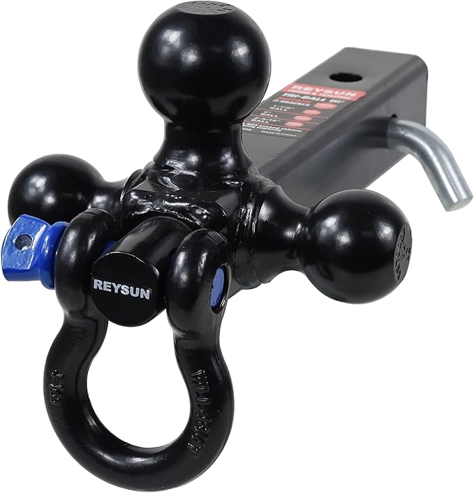 864058HP Trailer Hitch Tri Ball Mount and 360 Swival Tow Shackle, Fits for 2 Inch Receiver, Hitch Pin Included…