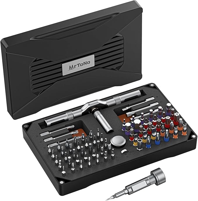 74 in 1 Magnetic Screwdriver Set, Ratchet Screwdriver Set with Detachable Allen Wrench T Handle & Storage Case, Gift for Men & Dad，Repair Tool Kit for Furniture, Electronics, Bicycle, DIY, Gadget