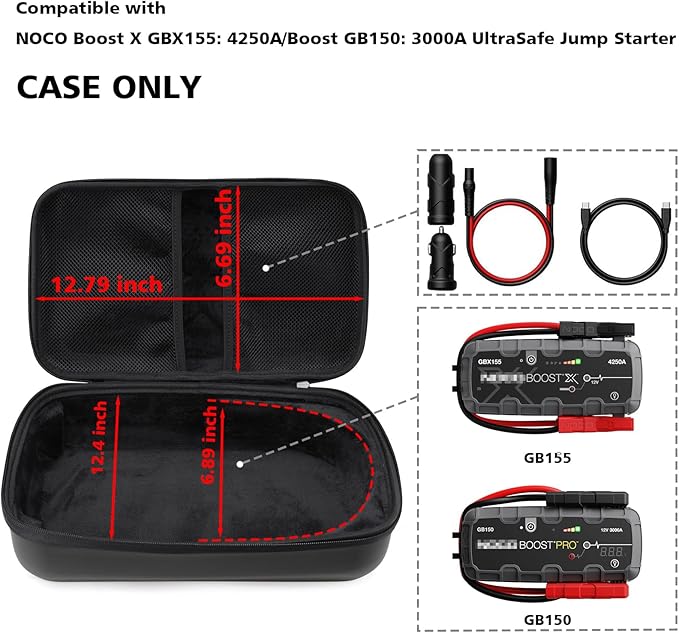 EVA Protection Case Compatible with NOCO Jump Starters - Boost GB150: 3000A/Boost X GBX155: 4250A UltraSafe Jump Starter(CASE ONLY)